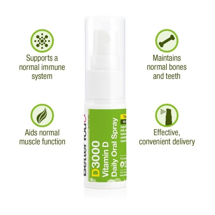 3+1 D3000 Vitamin D Oral Spray (15 ml), BetterYou