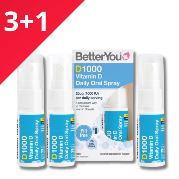 3+1 D1000 Vitamin D Oral Spray (15 ml), BetterYou