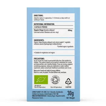 Organic Chaga 800 mg Pure Grade Extract (60 capsule), MushroomsForLife