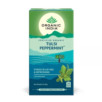Ceai Tulsi Mentă, Amestec Adaptogen Reîmprospătant (25 plicuri infuzie), Organic India Ceai Tulsi Mentă, Amestec Adaptogen Reîmprospătant (25 plicuri infuzie), Organic India
