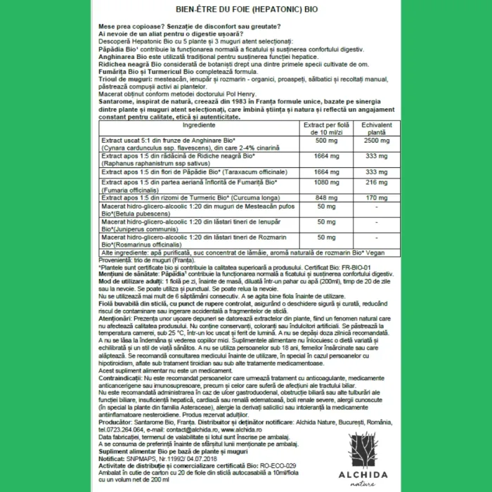 Hepatonic Bio Bien Etre (20 fiole), Santarome