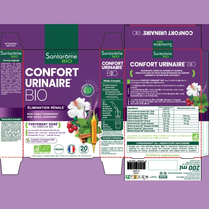 Confort Urinar Bio (20 fiole), Santarome