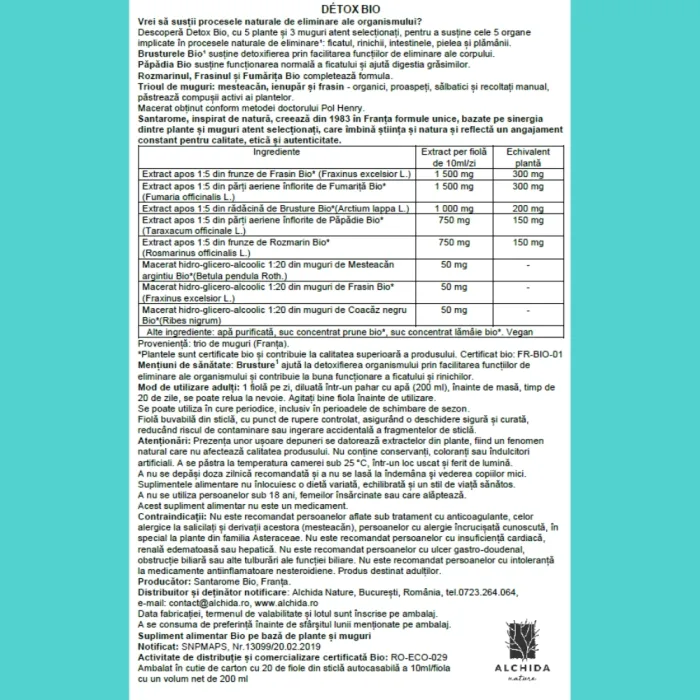 Detox Bio (20 fiole), Santarome