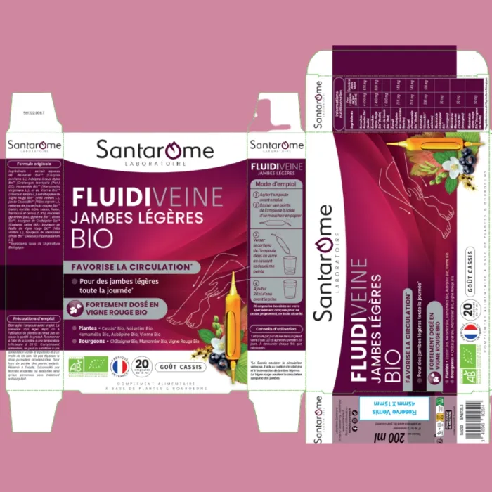 Fluidiveine Jambes Legeres Bio (20 fiole), Santarome