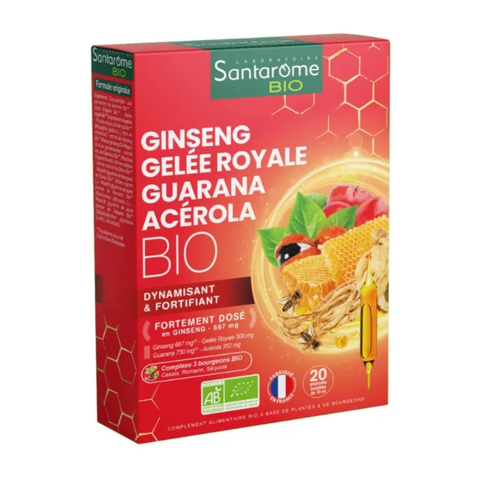 Ginseng - Laptisor De Matca - Guarana - Acerola Bio (20 fiole), Santarome