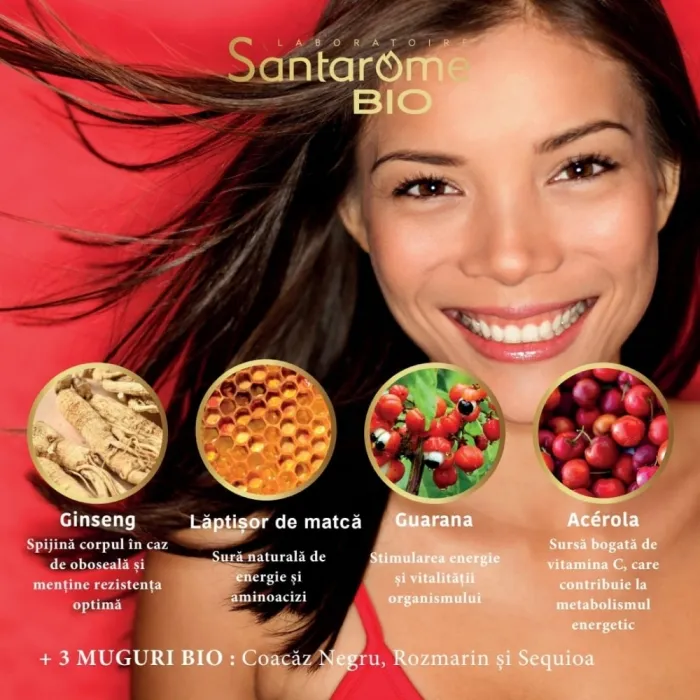 Ginseng - Laptisor De Matca - Guarana - Acerola Bio (20 fiole), Santarome