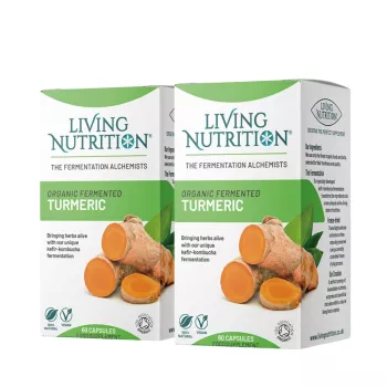 Duo Pack Organic Fermented Turmeric 600 mg Full Spectrum (60 capsule), Living Nutrition