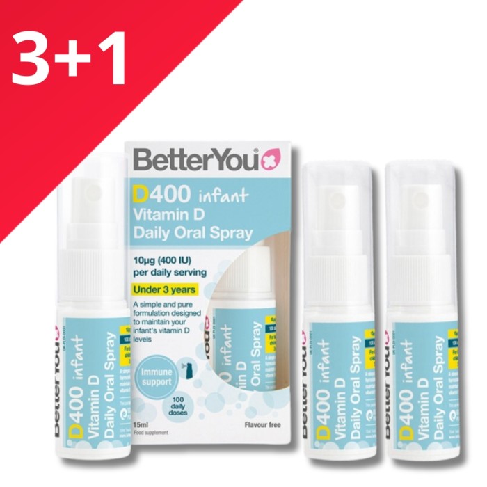 3+1 D400 Infant Vitamin D Oral Spray (15 ml), BetterYou