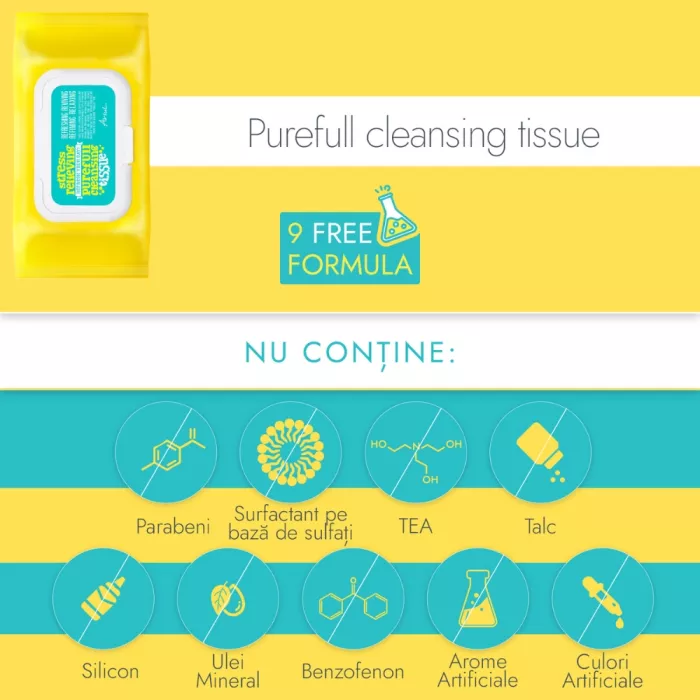 Servetele de curatare a tenului Stress Relieving Purefull Cleansing Tissue, cosmetice coreene naturale, (80 buc), Ariul