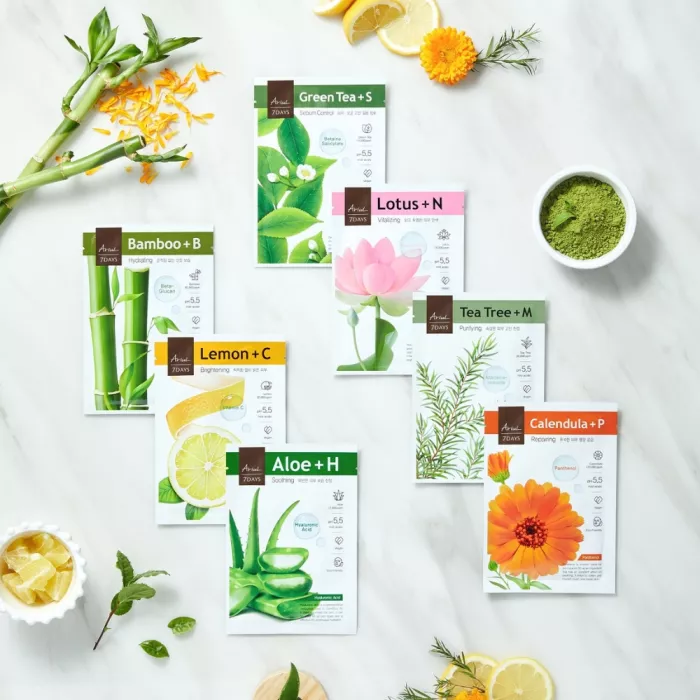 Masca Ariul 7Days PLUS Bambus + B (Beta-glucan), hidratare intensa, cosmetice coreene naturale, (23ml), Ariul