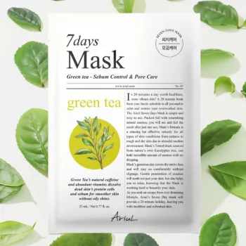 Masca Ariul 7Days PLUS Ceai Verde + S (Acid salicilic cu betaina), control sebum, cosmetice coreene naturale, (23ml), Ariul