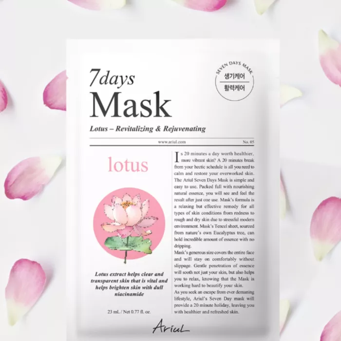 Masca Ariul 7Days PLUS Lotus + N (Niacinamide), vitalizare si stralucire naturala, cosmetice coreene naturale, (23ml), Ariul Masca Ariul 7Days PLUS Lotus + N (Niacinamide), vitalizare si stralucire naturala, cosmetice coreene naturale, (23ml), Ariul