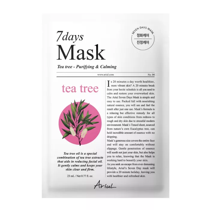 Masca Ariul 7Days PLUS Arbore de Ceai + M, purificarea rapida a tenului stresat, cosmetice coreene naturale, (23ml), Ariul Masca Ariul 7Days PLUS Arbore de Ceai + M, purificarea rapida a tenului stresat, cosmetice coreene naturale, (23ml), Ariul