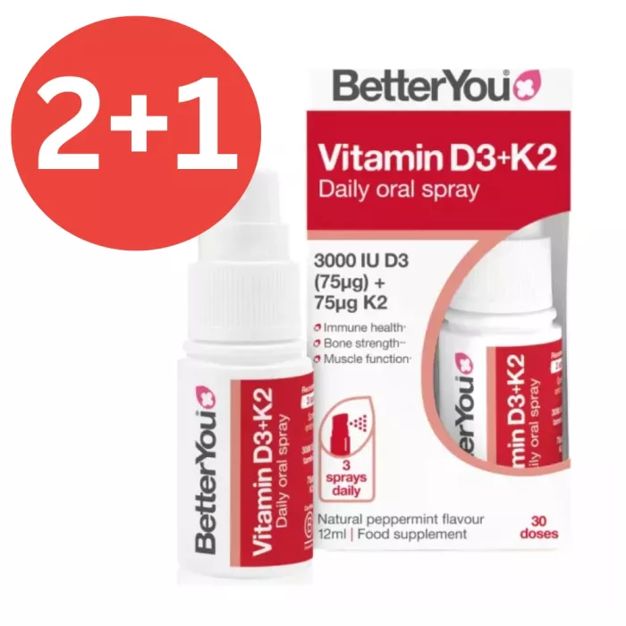 2+1 Vitamina D3+K2 3000UI+75μg Spray Oral (12 ml), BetterYou