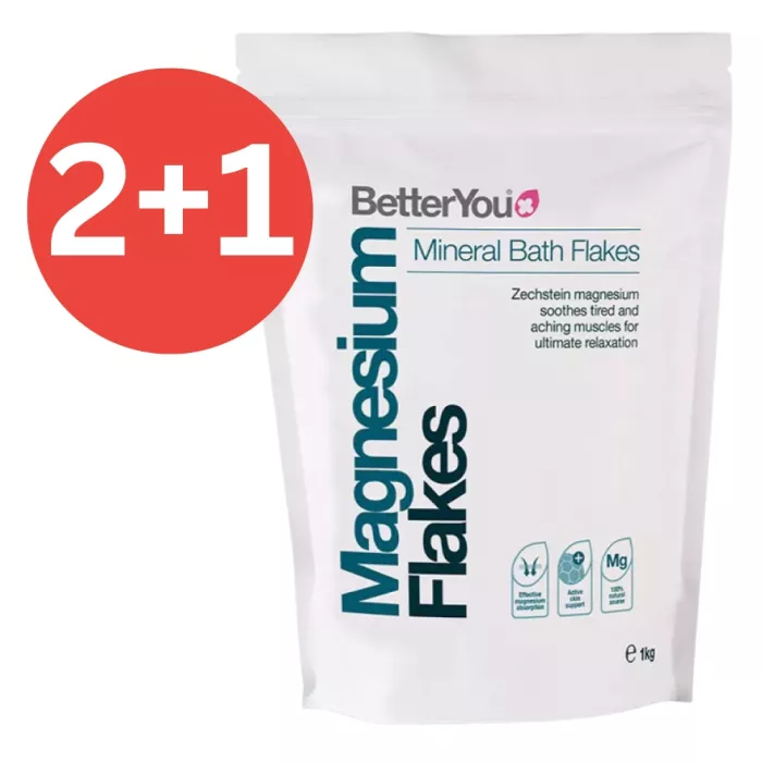 2+1 Fulgi de baie cu magneziu (1000 grame), BetterYou 2+1 Fulgi de baie cu magneziu (1000 grame), BetterYou