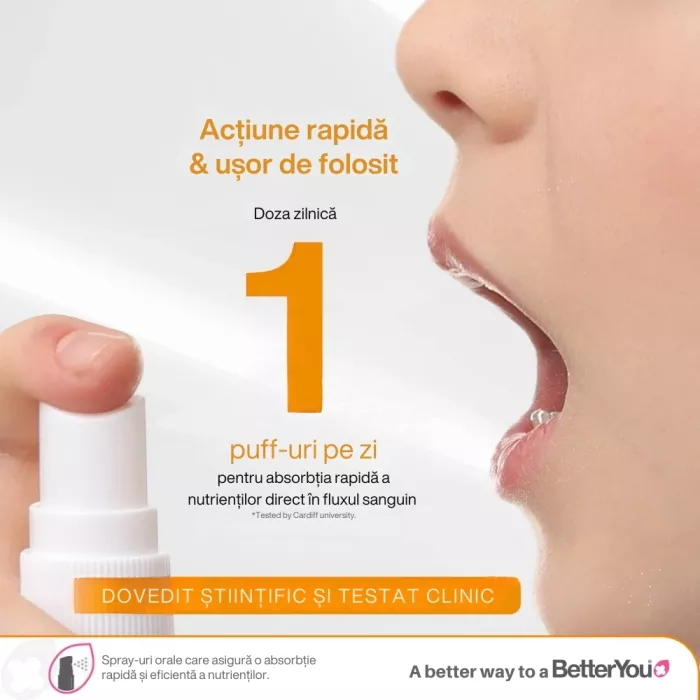 Vitamina D Junior 400UI (copii 3-12 ani) Spray Oral (15 ml), BetterYou Vitamina D Junior 400UI (copii 3-12 ani) Spray Oral (15 ml), BetterYou
