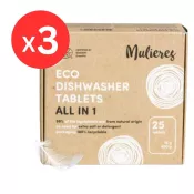 Pachet 3 x Tablete ecologice pentru mașina de spălat vase (3x25 buc), Mulieres