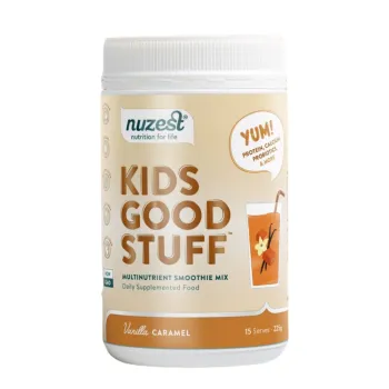 Kids Good Stuff - Shake Proteic cu Multivitamine, Vanilie si Caramel (225 grame), Nuzest