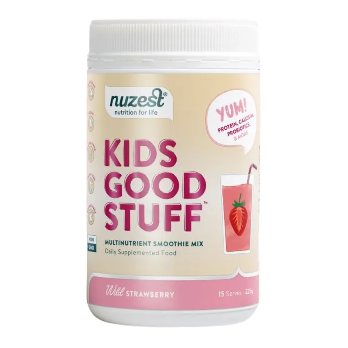 Kids Good Stuff - Shake Proteic cu Multivitamine, Fragi (225 grame), Nuzest