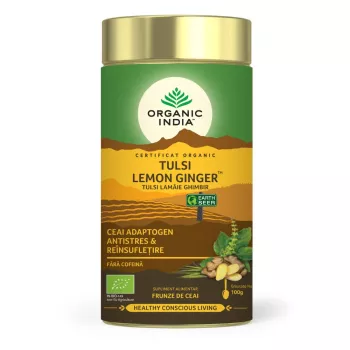Ceai Tulsi Lamaie si Ghimbir (100 grame), Organic India Ceai Tulsi Lamaie si Ghimbir (100 grame), Organic India