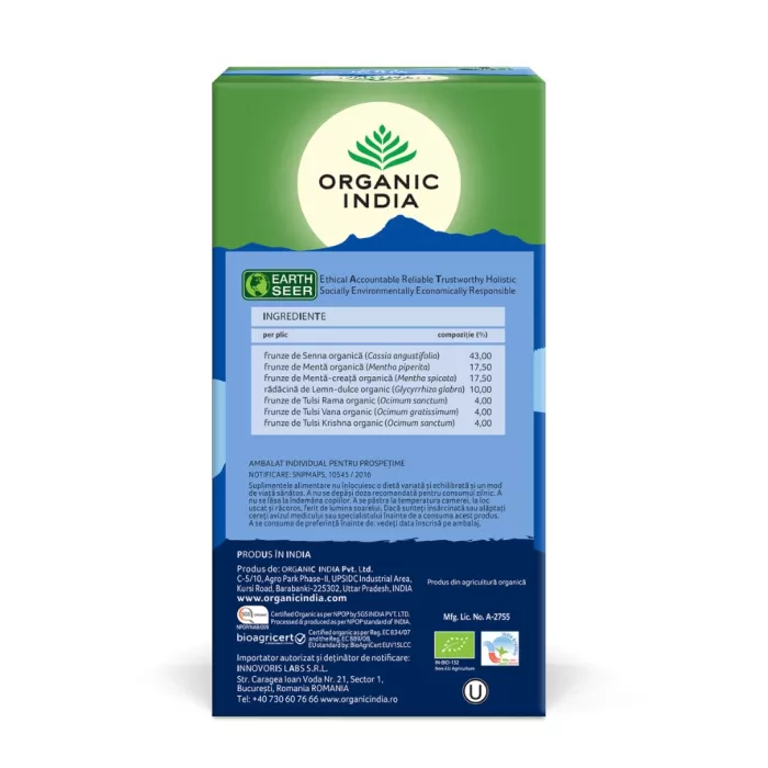 Ceai Tulsi Lax - ceai laxativ bland si eficient cu Senna (25 plicuri infuzie) , Organic India