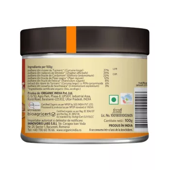 Golden Turmeric Latte Mix - Amestec Instant cu 6% Curcumină Organică (100 grame), Organic India Golden Turmeric Latte Mix - Amestec Instant cu 6% Curcumină Organică (100 grame), Organic India
