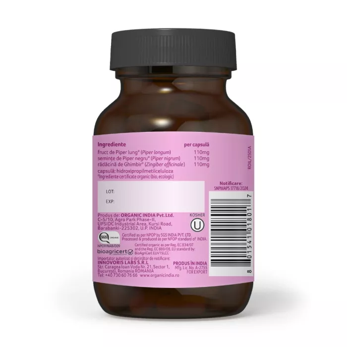 Trikatu - Sprijina digestia (60 capsule), Organic India Trikatu - Sprijina digestia (60 capsule), Organic India