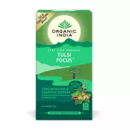 Ceai Tulsi Focus, Amestec Adaptogen pentru Concentrare si Sprijin Cognitiv (25 plicuri infuzie), Organic India