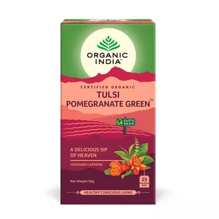 Ceai Tulsi Rodie Ceai Verde, O Gură Divină de Savoare (25 plicuri infuzie), Organic India Ceai Tulsi Rodie Ceai Verde, O Gură Divină de Savoare (25 plicuri infuzie), Organic India