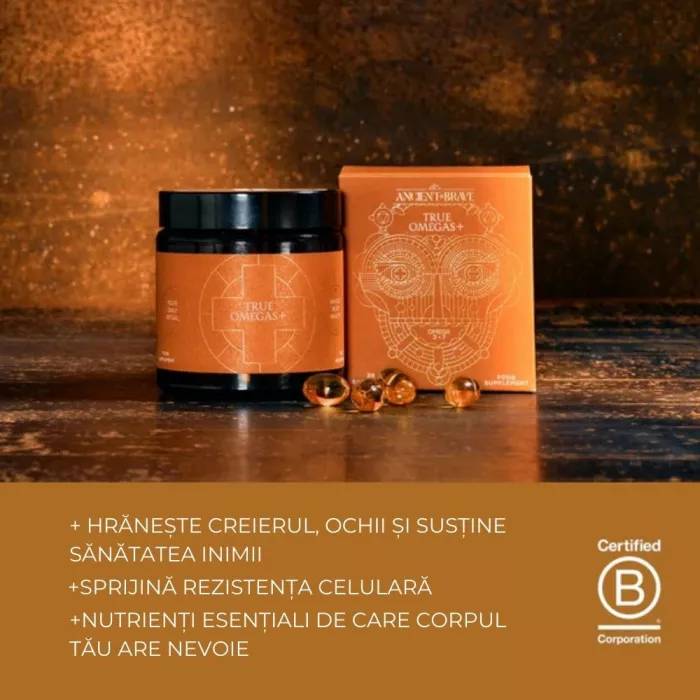 Duo Pack True Omega+ Omega-3, Omega-7 (2x 60 capsule softgel), Ancient and Brave