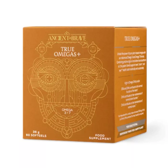Duo Pack True Omega+ Omega-3, Omega-7 (2x 60 capsule softgel), Ancient and Brave
