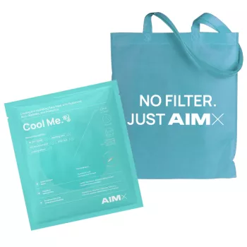 Pachet Masca hidratantă Cool Me cu acid hialuronic, 5 tipuri de peptide si lactobacillus fermented (25ml) + Tote Bag AIMX