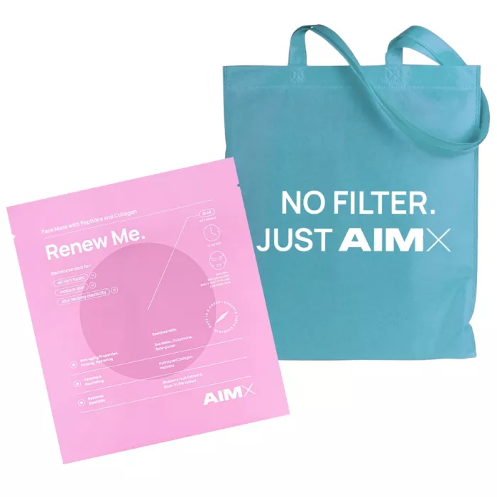 Pachet Masca Renew Me cu peptide,colagen hidrolizat si acid hialuronic (25ml) + Tote Bag AIMX Pachet Masca Renew Me cu peptide,colagen hidrolizat si acid hialuronic (25ml) + Tote Bag AIMX