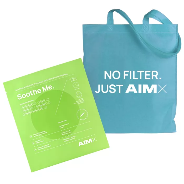 Pachet Masca Soothe Me cu peptide, glutation si acid hialuronic (25ml) + Tote Bag AIMX Pachet Masca Soothe Me cu peptide, glutation si acid hialuronic (25ml) + Tote Bag AIMX