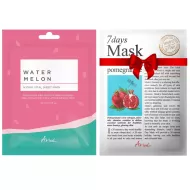 Pachet Masca de fata servetel cu Pepene Rosu Watermelon Hydro Glow - calmare si hidratare (23 ml) + Masca servetel 7Days Rodie - fermitate si luminozitate (20 grame), Ariul