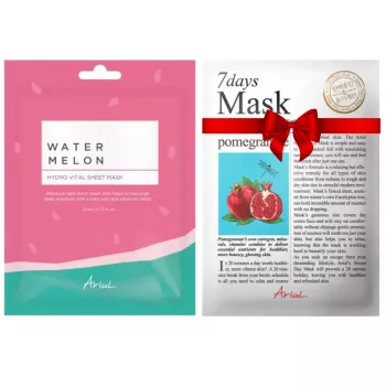 Pachet Masca de fata servetel cu Pepene Rosu Watermelon Hydro Glow - calmare si hidratare (23 ml) + Masca servetel 7Days Rodie - fermitate si luminozitate (20 grame), Ariul