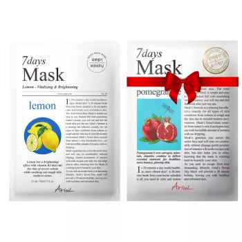 Pachet Masca Ariul 7Days PLUS Lamaie + C (Vitamina C), luminozitate intensiva a tenului (23ml) + Masca servetel 7Days Rodie - fermitate si luminozitate (20 grame), Ariul