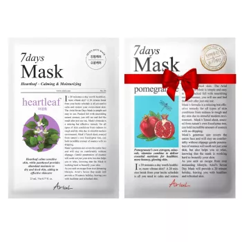 Pachet Masca Ariul 7Days PLUS Heartleaf + P (Panthenol), Hidratare și Calmare Rapida (23ml) + Masca servetel 7Days Rodie - fermitate si luminozitate (20 grame), Ariul