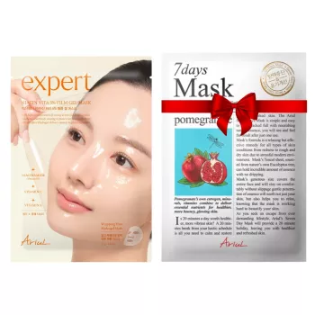 Pachet Masca Hidrogel Expert Niacin Vita 5% Piele Uscata și Terna, (23g) + Masca servetel 7Days Rodie - fermitate si luminozitate (20 grame), Ariul