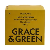 Tampoane din bumbac organic 100%, Super (18 buc), Grace and Green Tampoane din bumbac organic 100%, Super (18 buc), Grace and Green