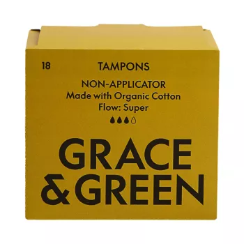 Tampoane din bumbac organic 100%, Super (18 buc), Grace and Green