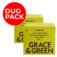 Duo Pack Tampoane din bumbac organic 100%, Normal (18 buc), Grace and Green