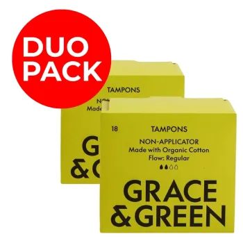 Duo Pack Tampoane din bumbac organic 100%, Normal (18 buc), Grace and Green