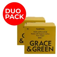 Duo Pack Tampoane din bumbac organic 100%, Super (18 buc), Grace and Green