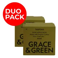 Duo Pack Tampoane din bumbac organic 100%, Super Plus (15 buc), Grace and Green
