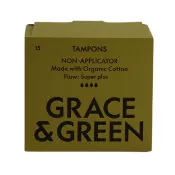 Tampoane din bumbac organic 100%, Super Plus (15 buc), Grace and Green