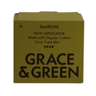 Tampoane din bumbac organic 100%, Super Plus (15 buc), Grace and Green Tampoane din bumbac organic 100%, Super Plus (15 buc), Grace and Green