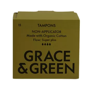 Tampoane din bumbac organic 100%, Super Plus (15 buc), Grace and Green