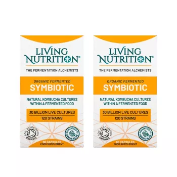 Duo Pack Organic Fermented SYMBIOTIC, pre+probiotice, 30 mld CFU (2 x 60 capsule), Living Nutrition