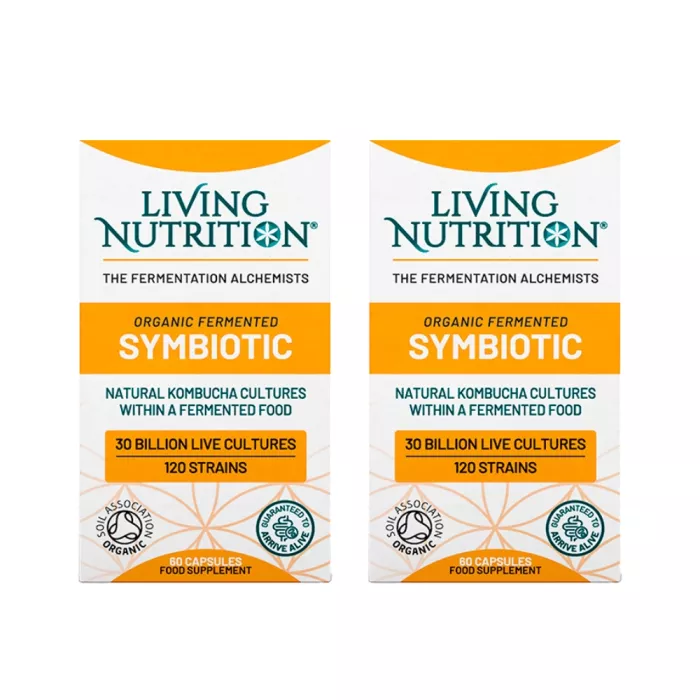 Duo Pack Organic Fermented SYMBIOTIC, pre+probiotice, 30 mld CFU (2 x 60 capsule), Living Nutrition